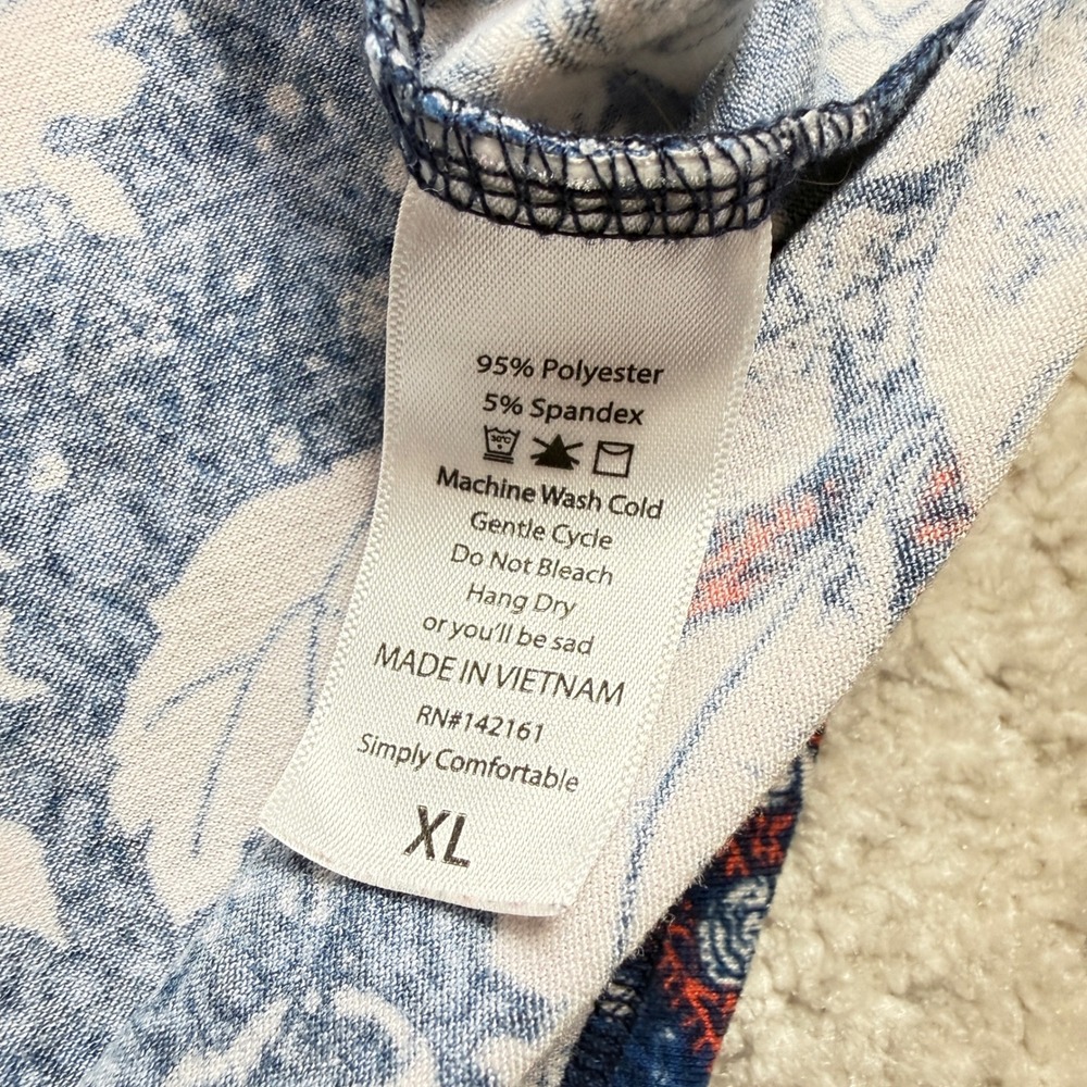 LuLaRoe Irma Tunic Top Womens XL Blue Floral Short Sleeve JC004 Modest Casual - Picture 8 of 12